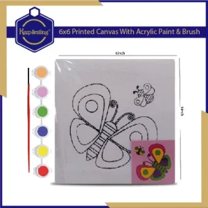 6x6Inches Different Printed outline Designs Canvas board with Acrylic Colours and a Paint Brush