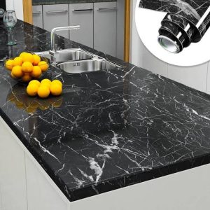 Self Adhesive Black Marble Sheet for Kitchen