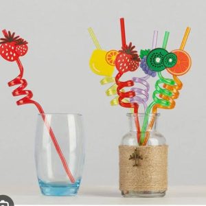 4Pcs Cartoon Spiral Drinking Straws for Children
