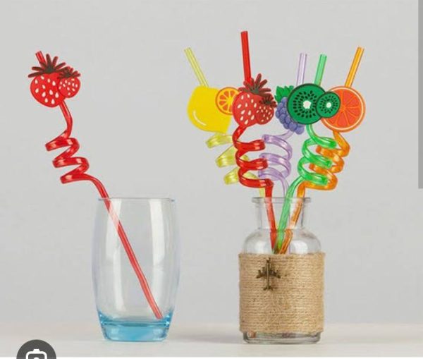 4Pcs Cartoon Spiral Drinking Straws for Children