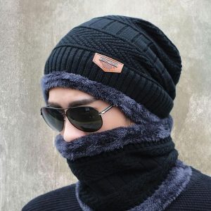Woolen Beanie Cap Sport Hat & Neck Scarf Set